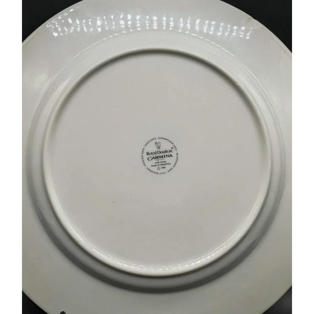 Royal Doulton Carmina TC1277 Dinner Plates Set of 4 Lemon Olive Yellow Blue 1999